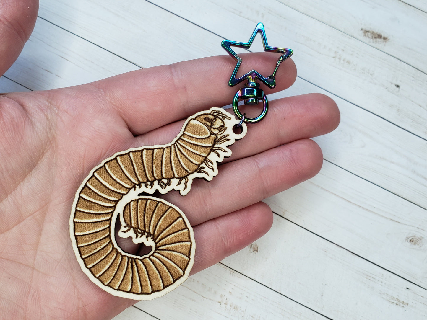 Millipede Wooden Keychain