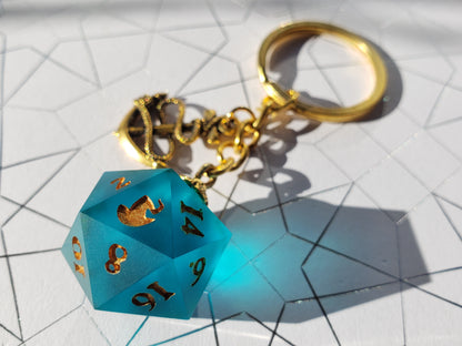 "Sea Glass" - Handmade D20 Keychain