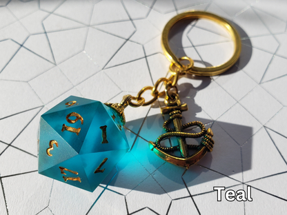 "Sea Glass" - Handmade D20 Keychain