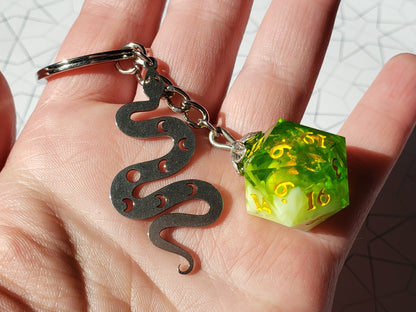 "Snake Bite" - Handmade D20 Keychain