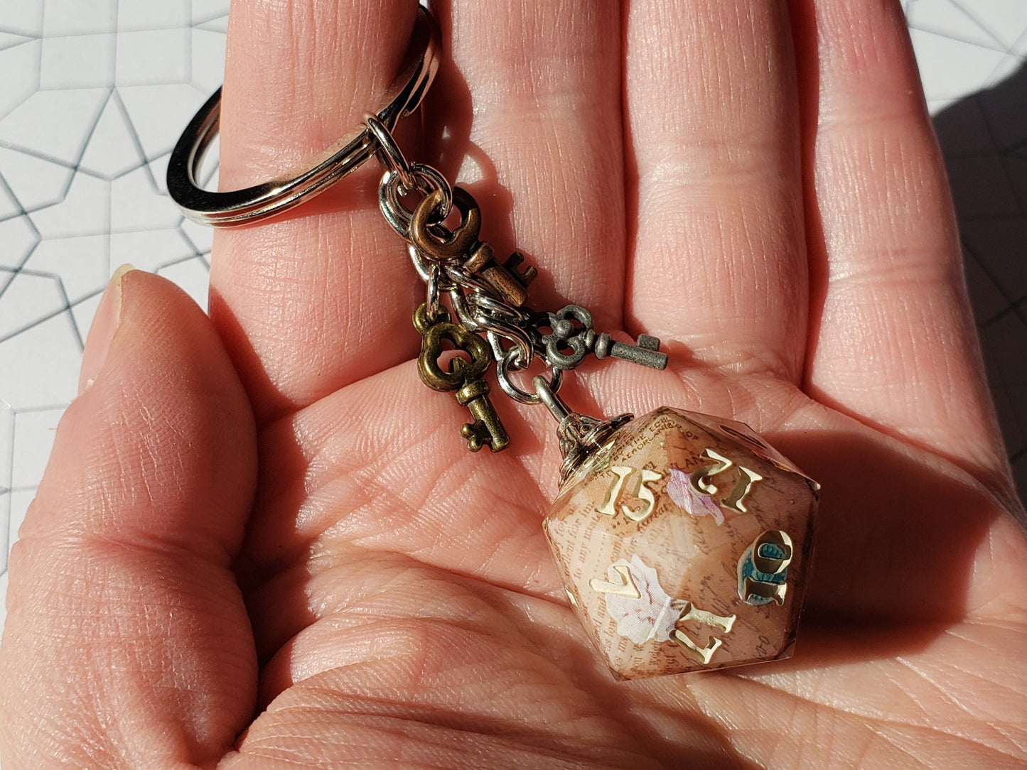 "Antiquarian" - Handmade D20 Keychain