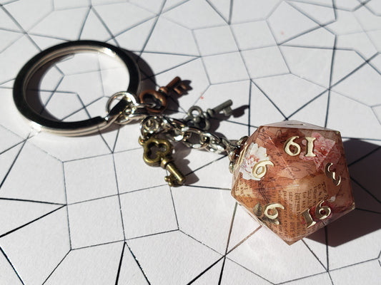 "Antiquarian" - Handmade D20 Keychain