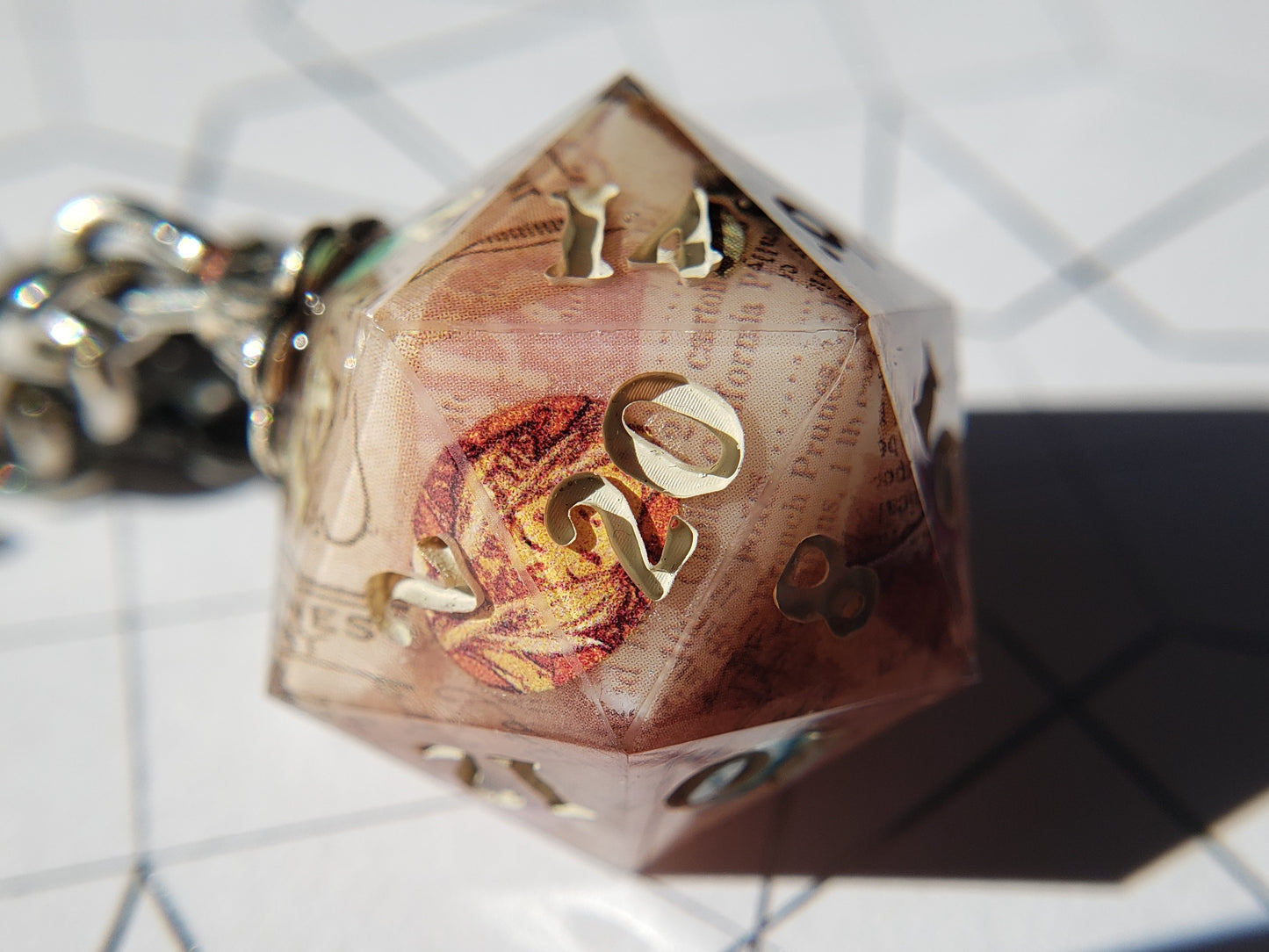 "Antiquarian" - Handmade D20 Keychain