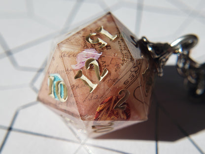 "Antiquarian" - Handmade D20 Keychain