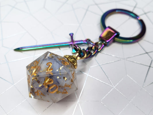 "The Nightsong's Blade" - Handmade D20 Keychain