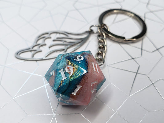 "Faerie Fire" - Handmade D20 Keychain