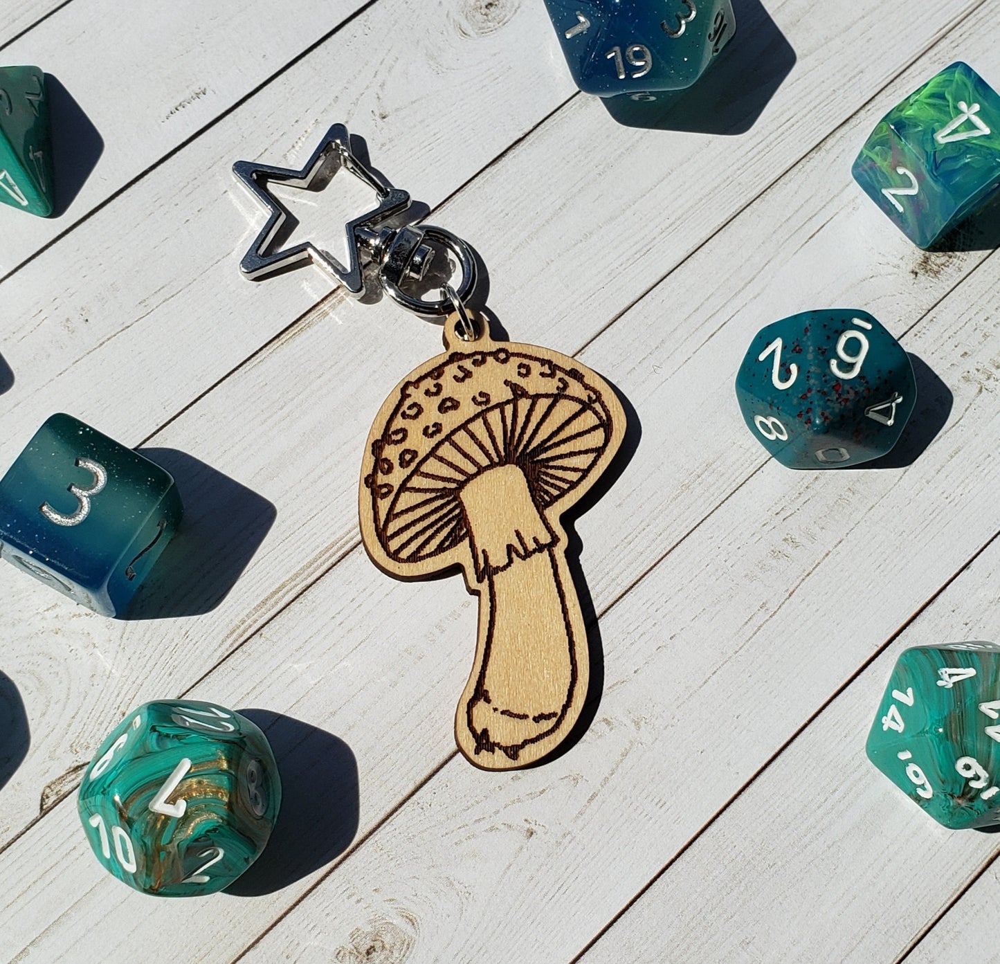 Amanita Mushroom Wooden Keychain