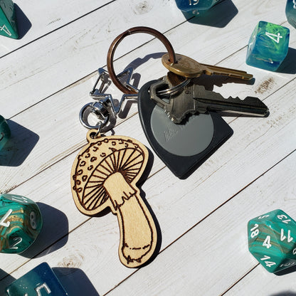 Amanita Mushroom Wooden Keychain