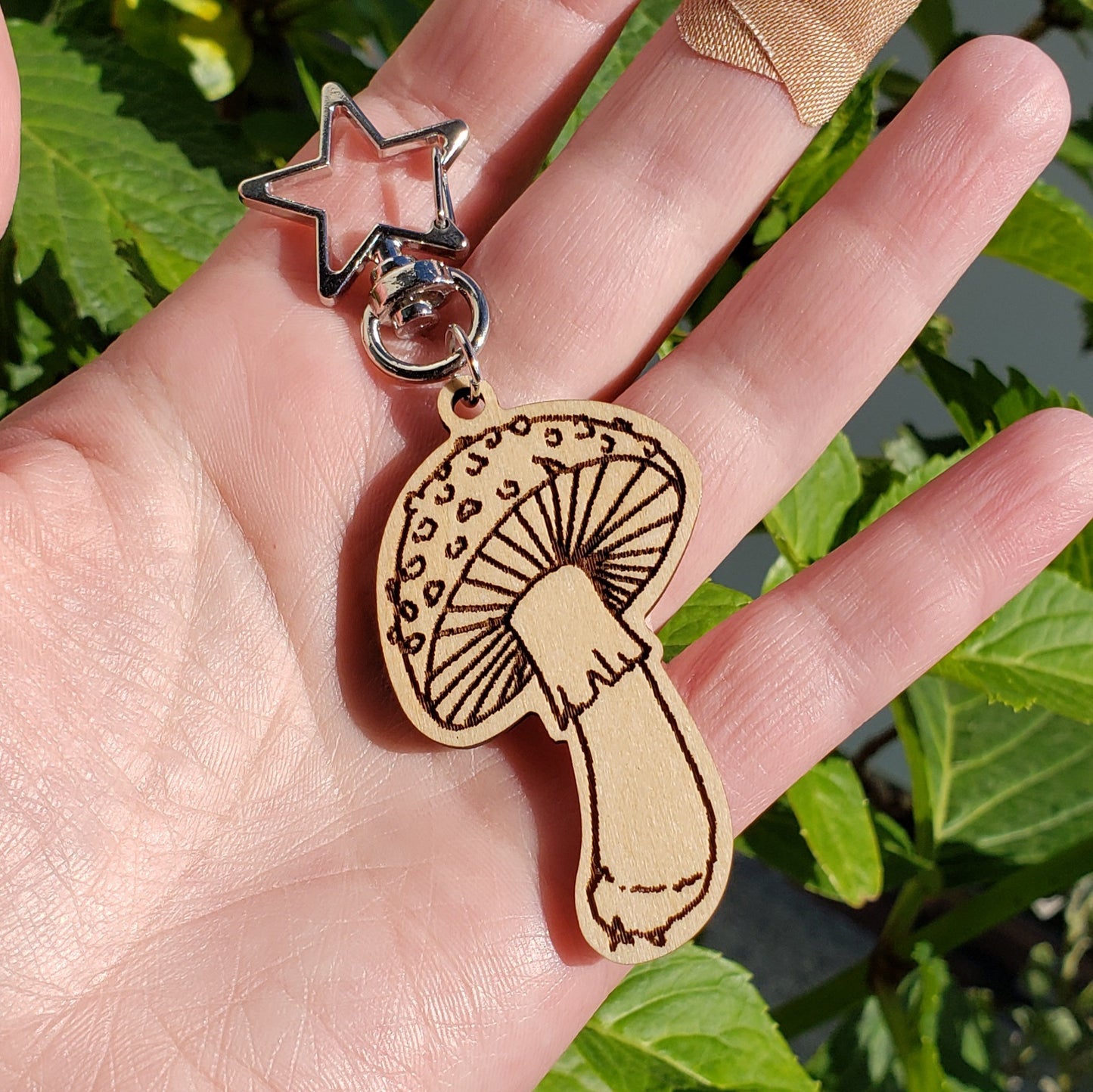 Amanita Mushroom Wooden Keychain