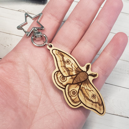 Emperor Moth Wooden Keychain